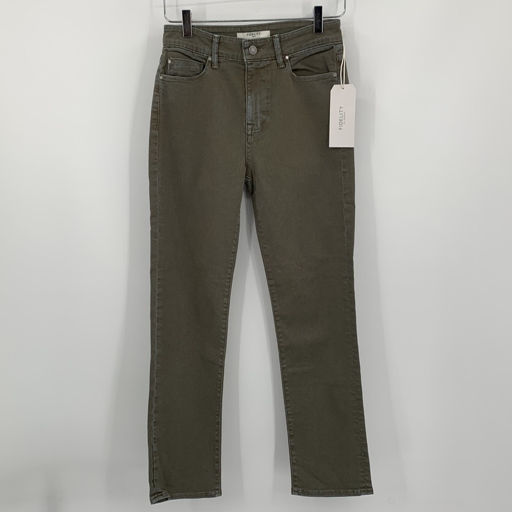 Fidelity Jimi Memphis skinny jeans distressing mid-rise denim sage green new 25